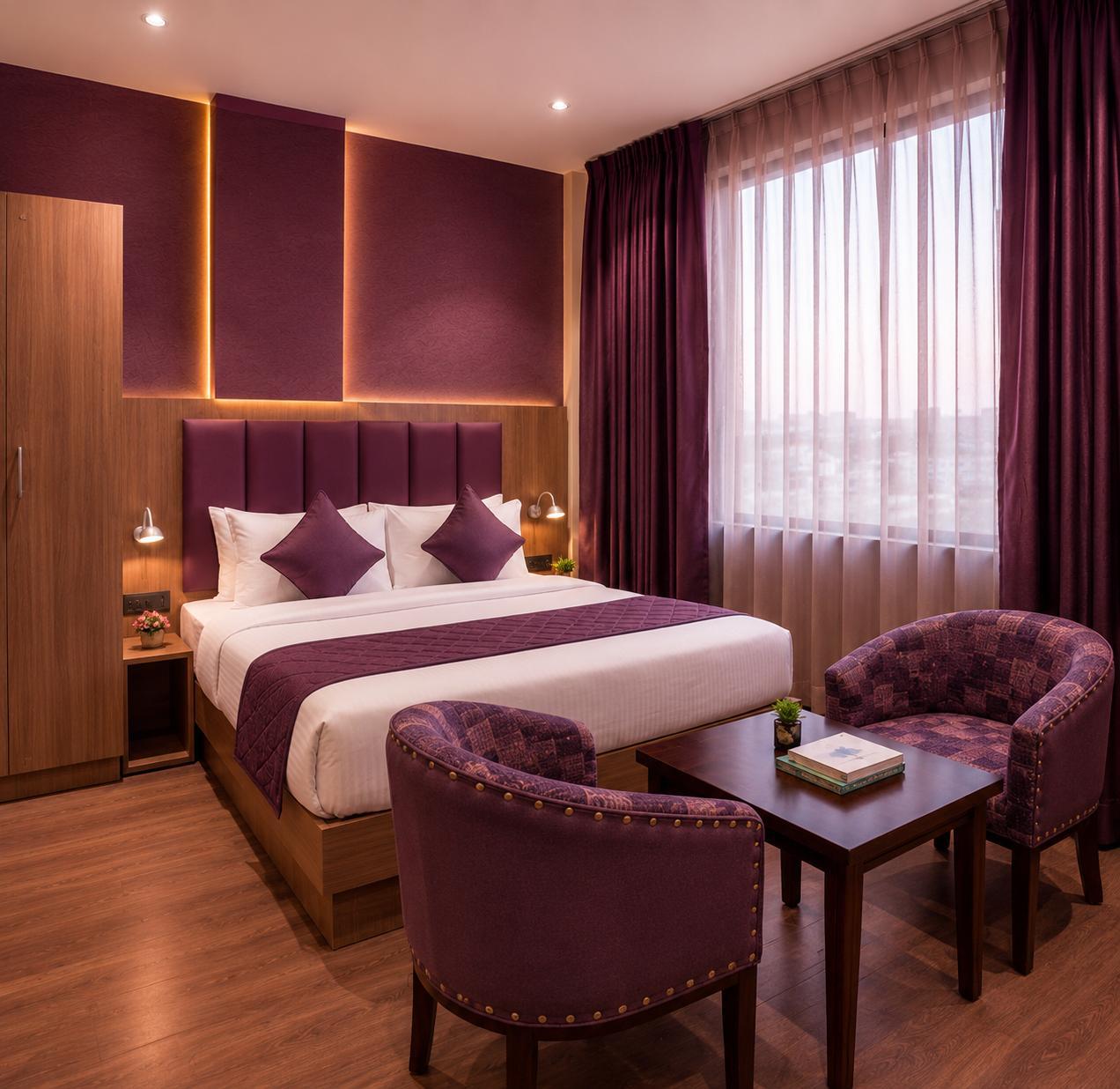 Purple Martin by AVSA Stayz — signature purple-and-gold suite in Amritsar